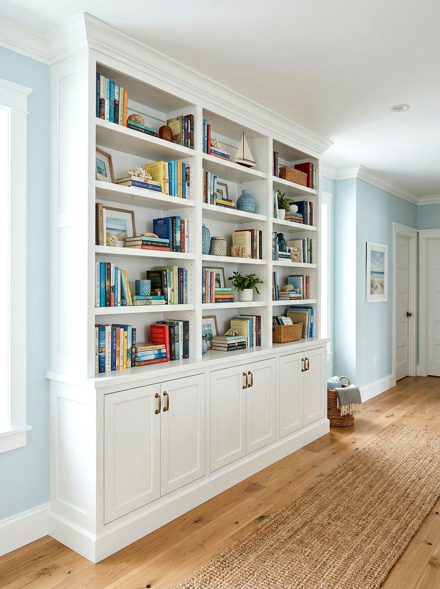 White Shaker Style Bookshelf - 30 hallway bookshelf ideas