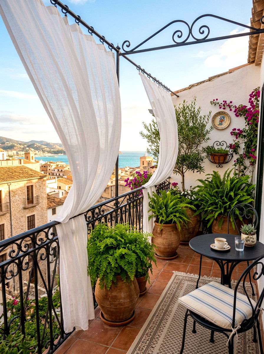 White Sheer Balcony Curtains - 30 balcony privacy curtain ideas