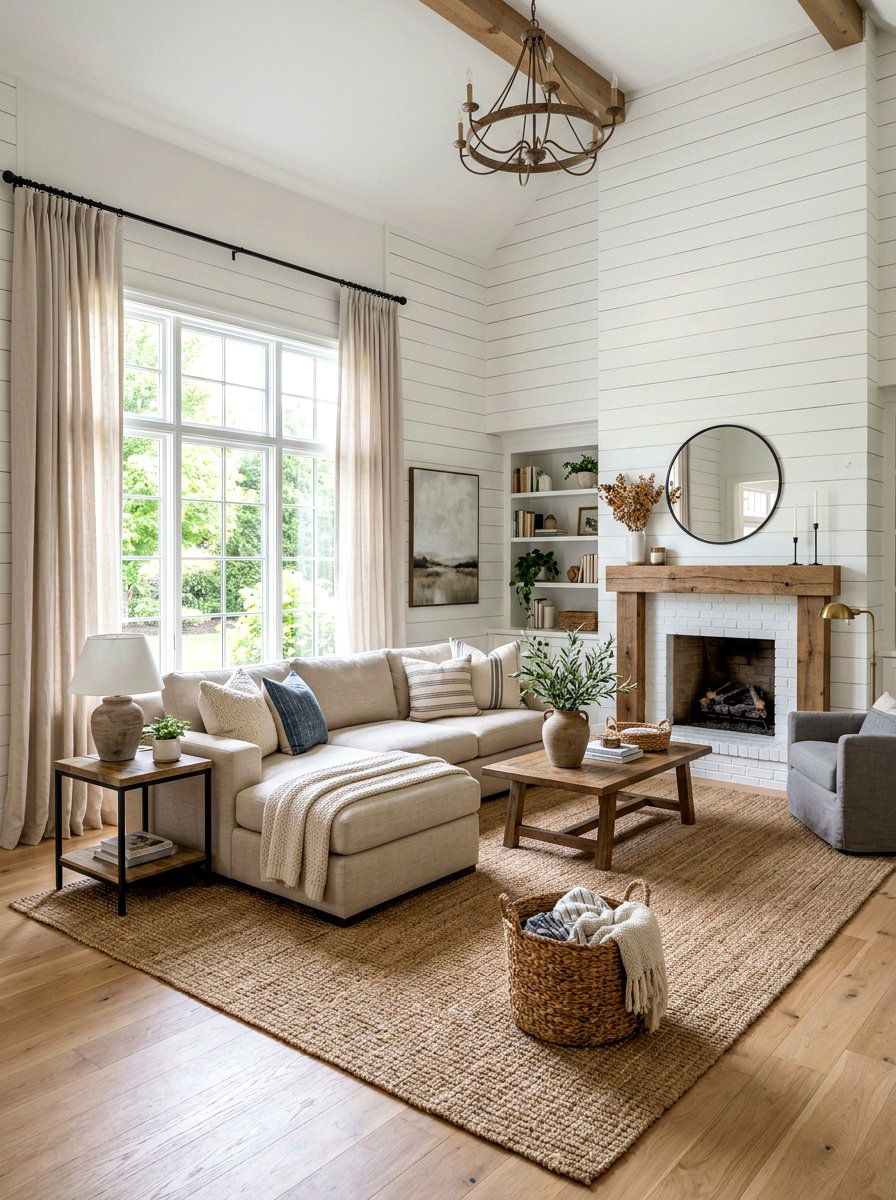 White Shiplap Living Room - 30 shiplap wall ideas