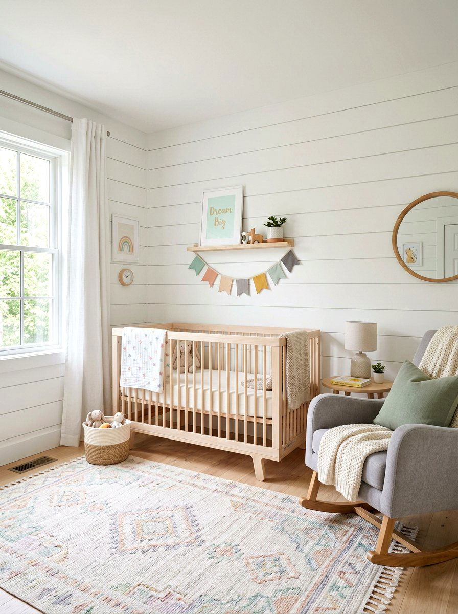 White Shiplap Nursery - 30 shiplap wall ideas