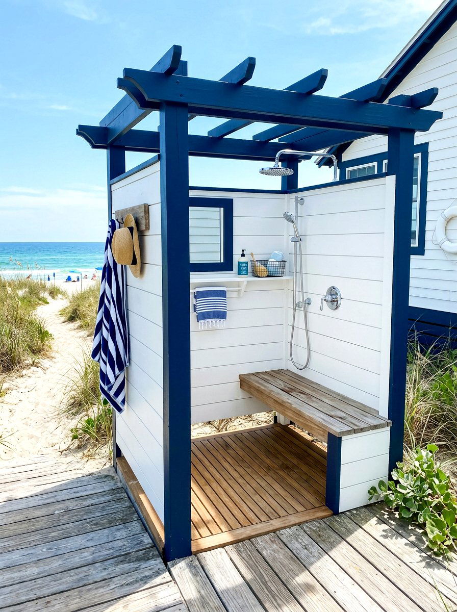 White Shiplap Outdoor Shower - 30 outdoor shower ideas