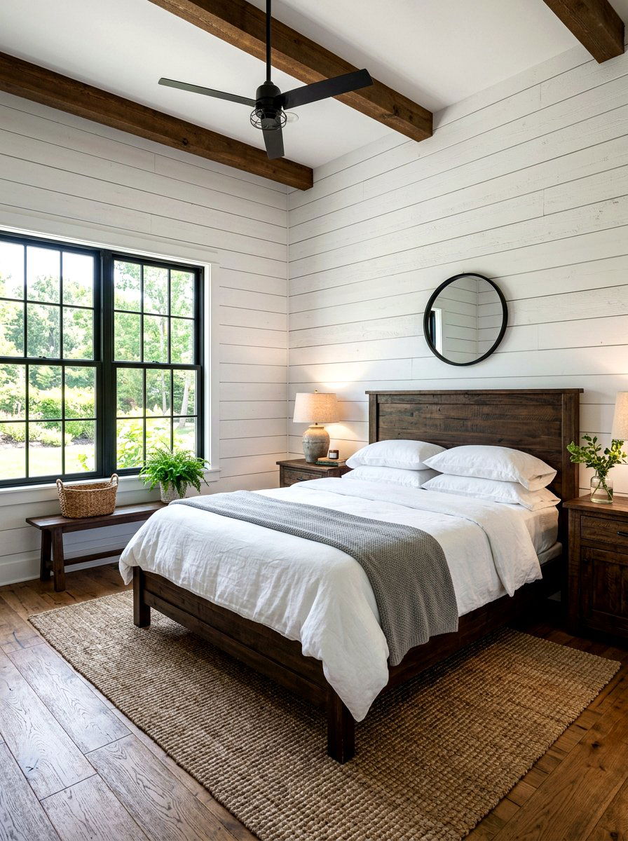 White Shiplap Walls - 30 spring bedroom glow up ideas