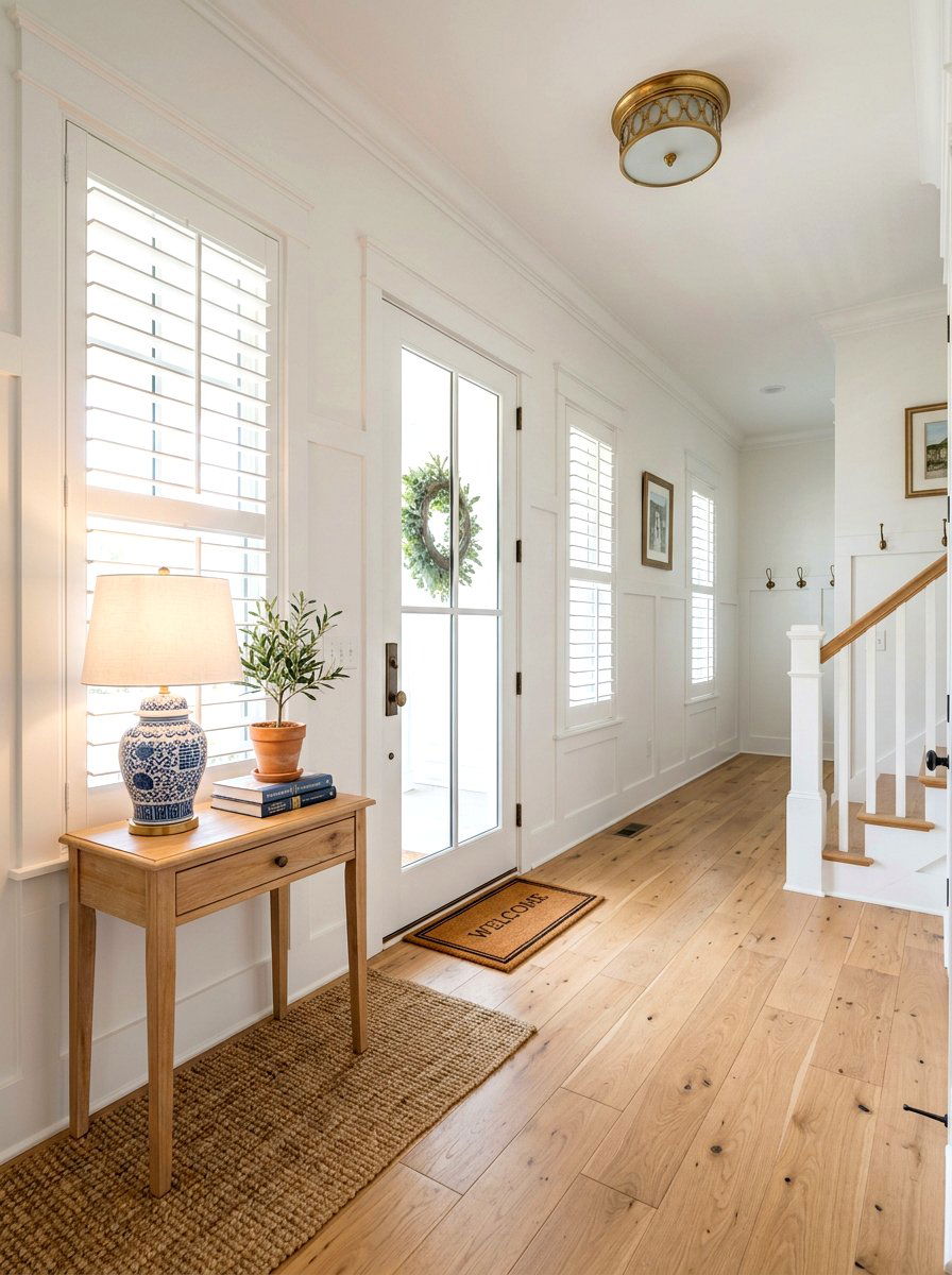 White Shutter Window Treatment - 30 Hamptons entryway ideas