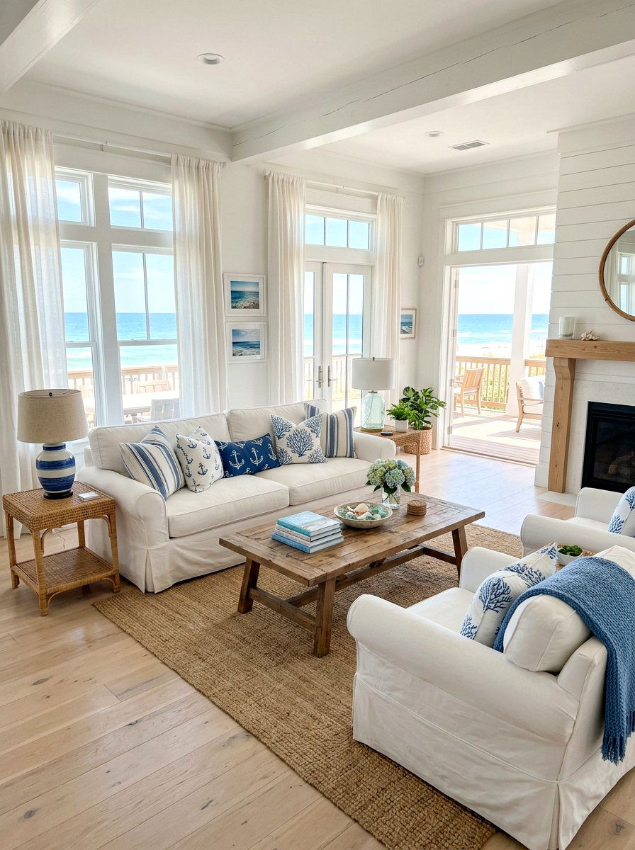 White Slipcover Living Room - 30 southern prep decor ideas