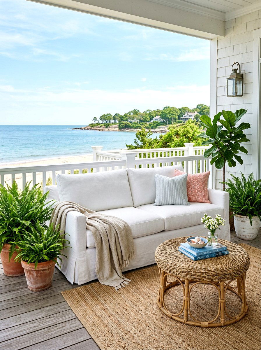 White Slipcovered Outdoor Furniture - 30 Nancy Meyers patio ideas