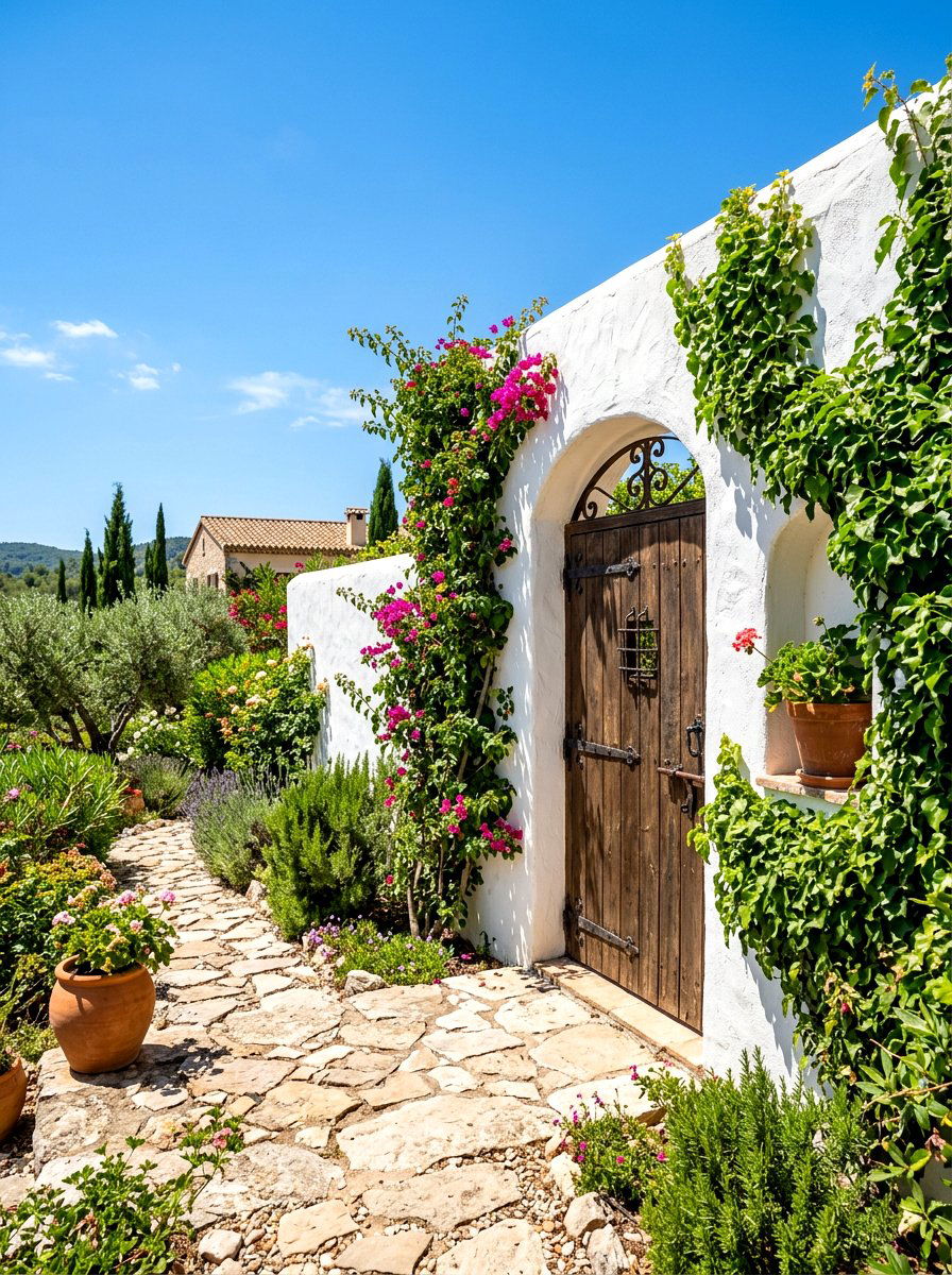 White Stucco Garden Wall - 30 Mediterranean garden ideas