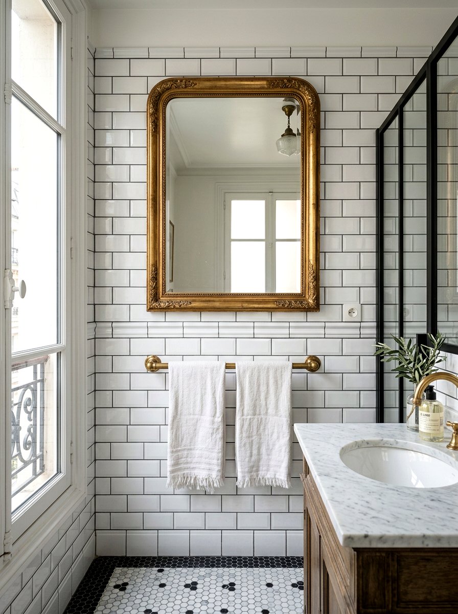 White Subway Tile - 30 Parisian bathroom ideas
