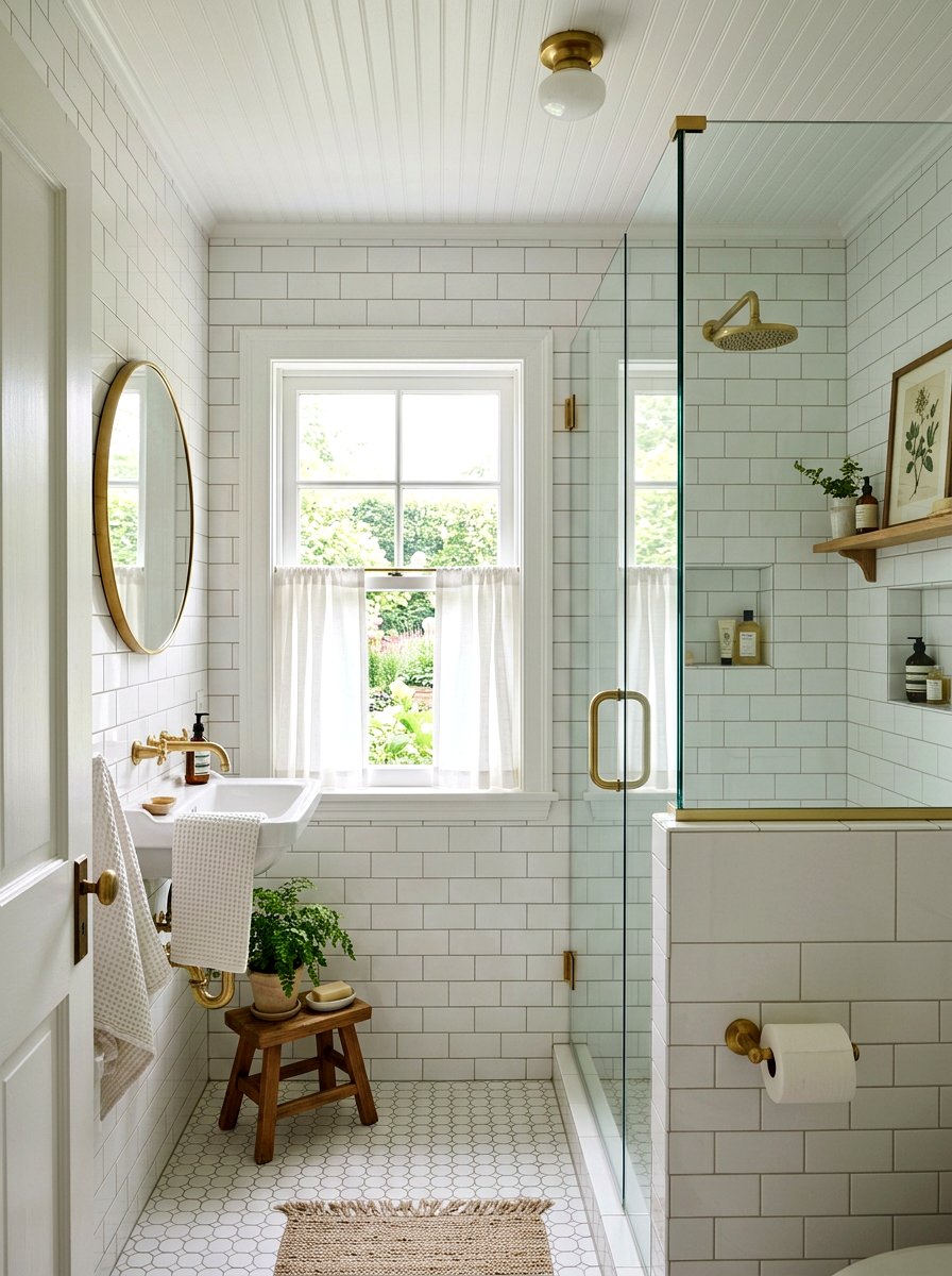 White Subway Tile - 30 small cottage bathroom ideas