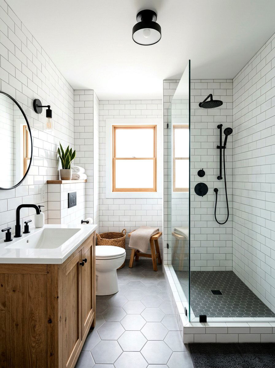 White Subway Tile Bathroom - 30 floor to ceiling tile bathroom ideas