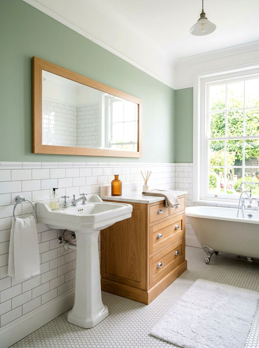 White Subway Tile Bathroom - 30 half tiled bathroom ideas