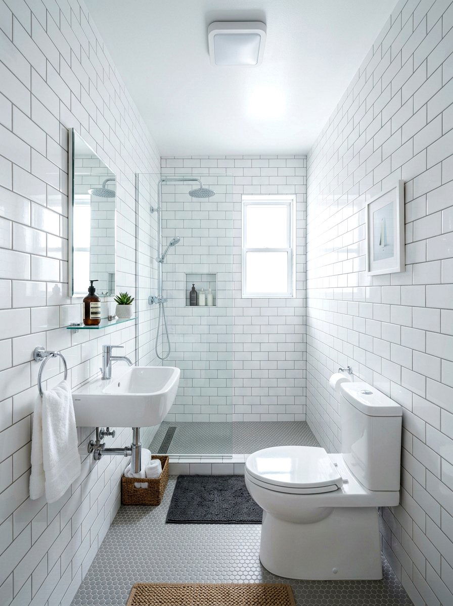 White Subway Tile Bathroom - 30 tiny apartment bathroom ideas