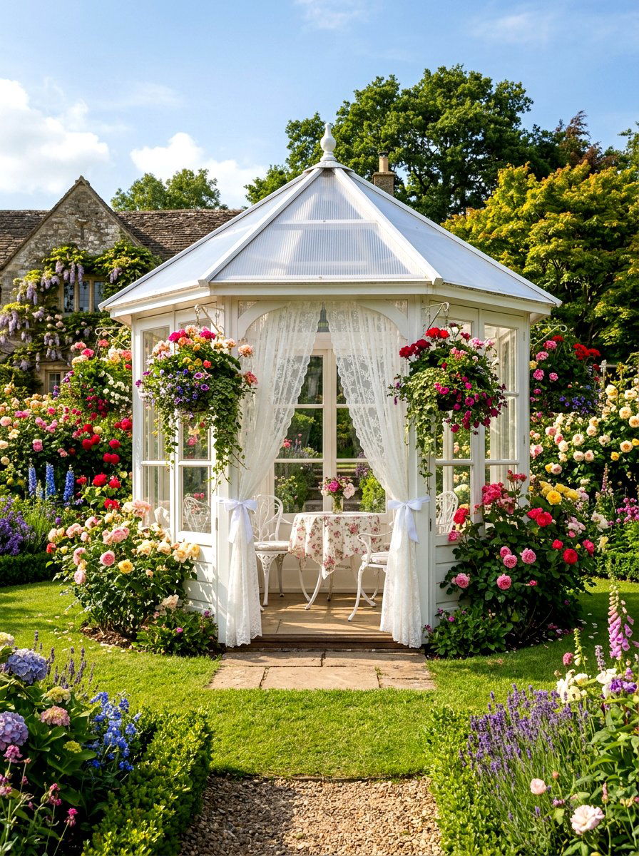 White Timber Gazebo With Transparent Panels - 30 transparent patio roof ideas