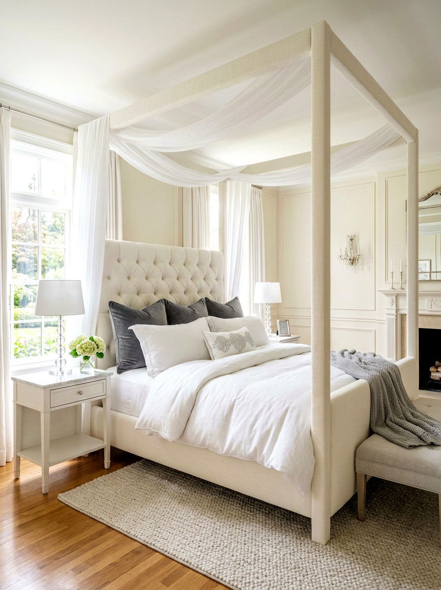 White Upholstered Canopy Bed - 30 statement canopy bed bedroom ideas