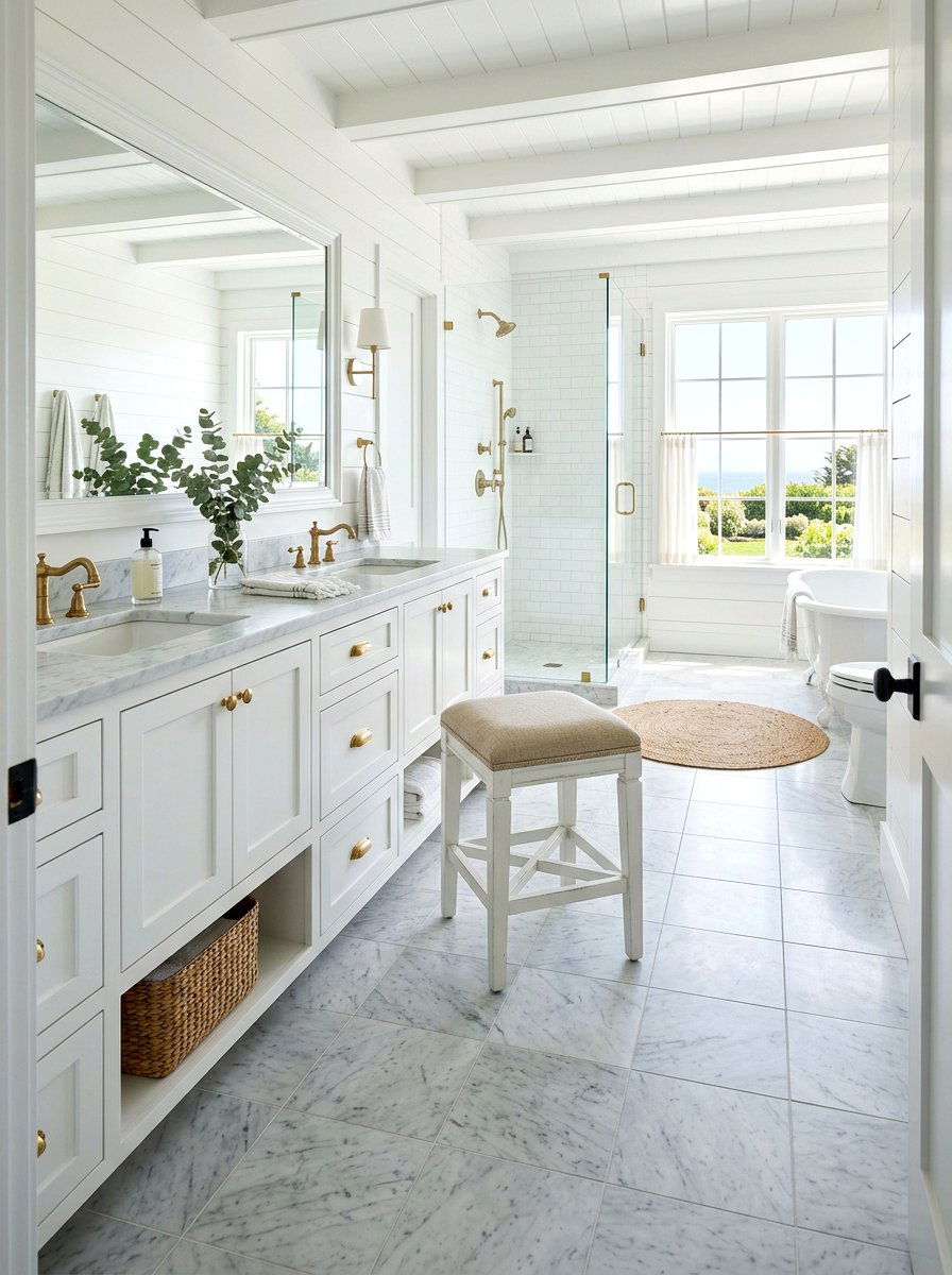 White Vanity Stool - 30 vanity stool bathroom ideas