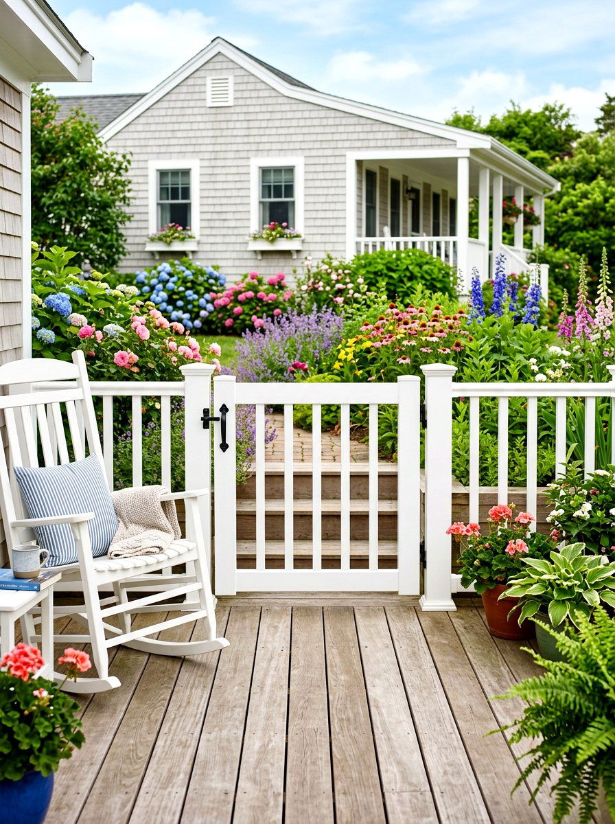 White Vinyl Deck Gate - 30 deck gate ideas
