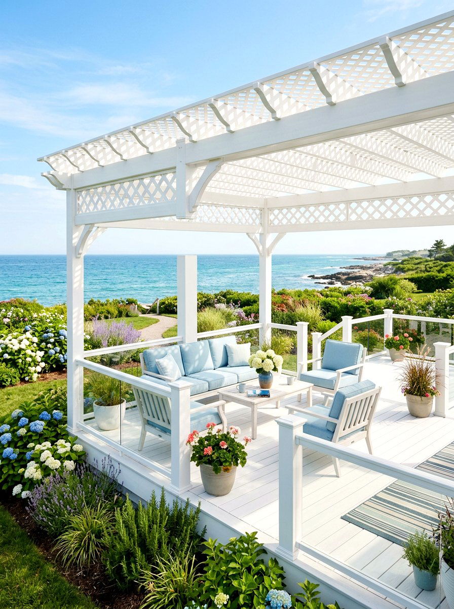 White Vinyl Deck Pergola - 30 deck pergola ideas