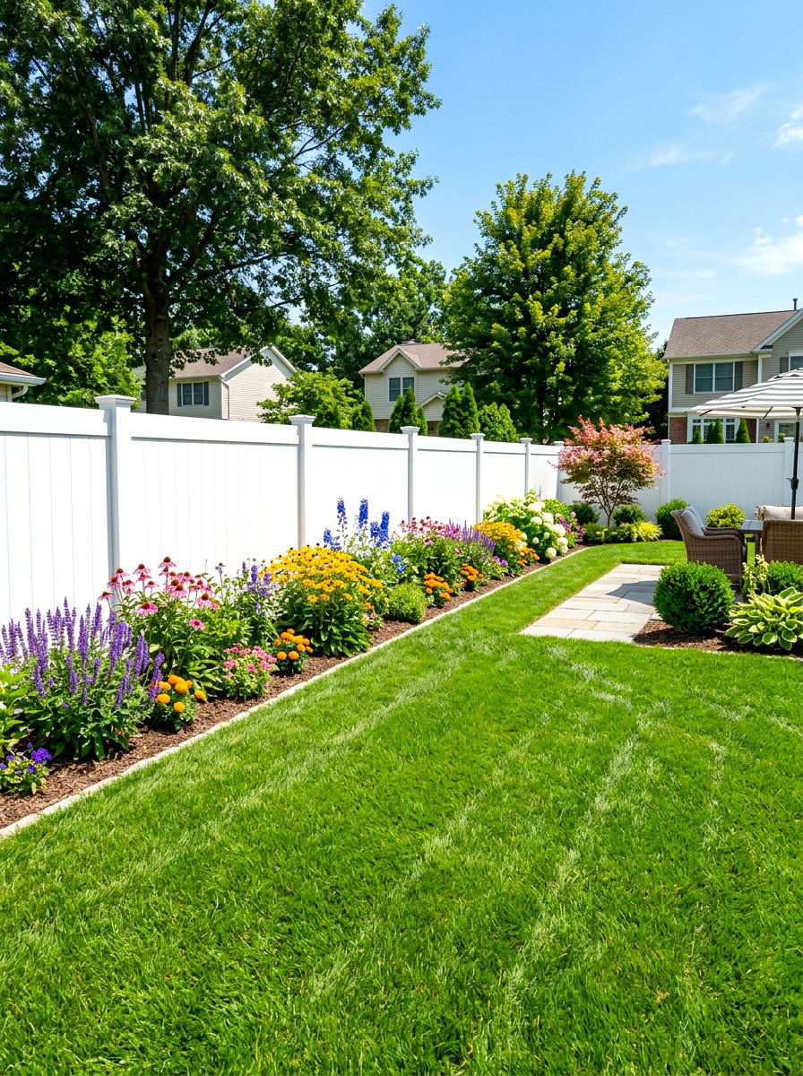 White Vinyl Fence Panel - 30 backyard divider ideas