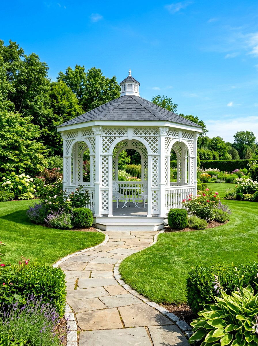 White Vinyl Gazebo - 30 small gazebo ideas