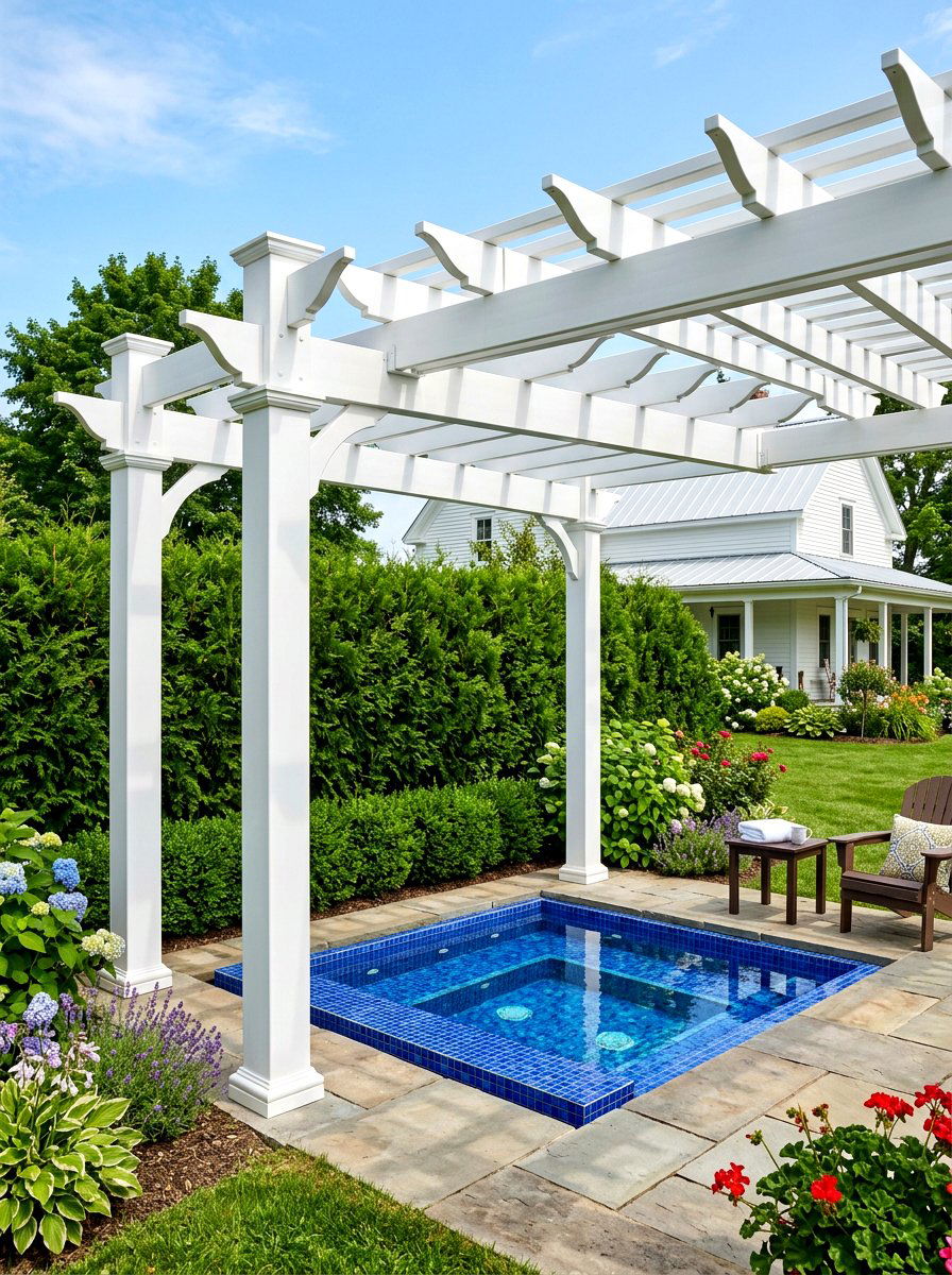 White Vinyl Hot Tub Pergola - 30 pergola over hot tub ideas