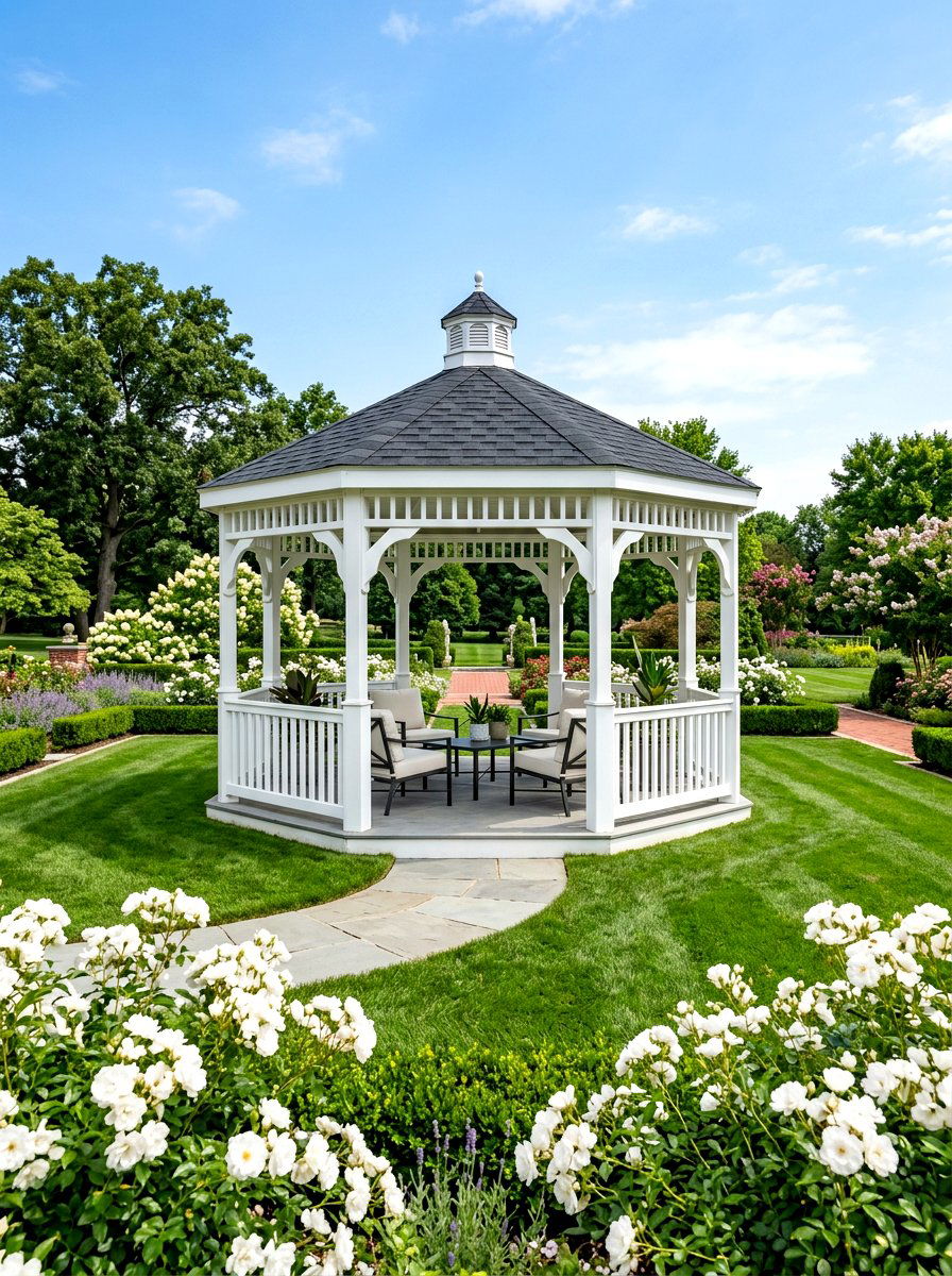 White Vinyl Octagon Gazebo - 30 octagon gazebo ideas