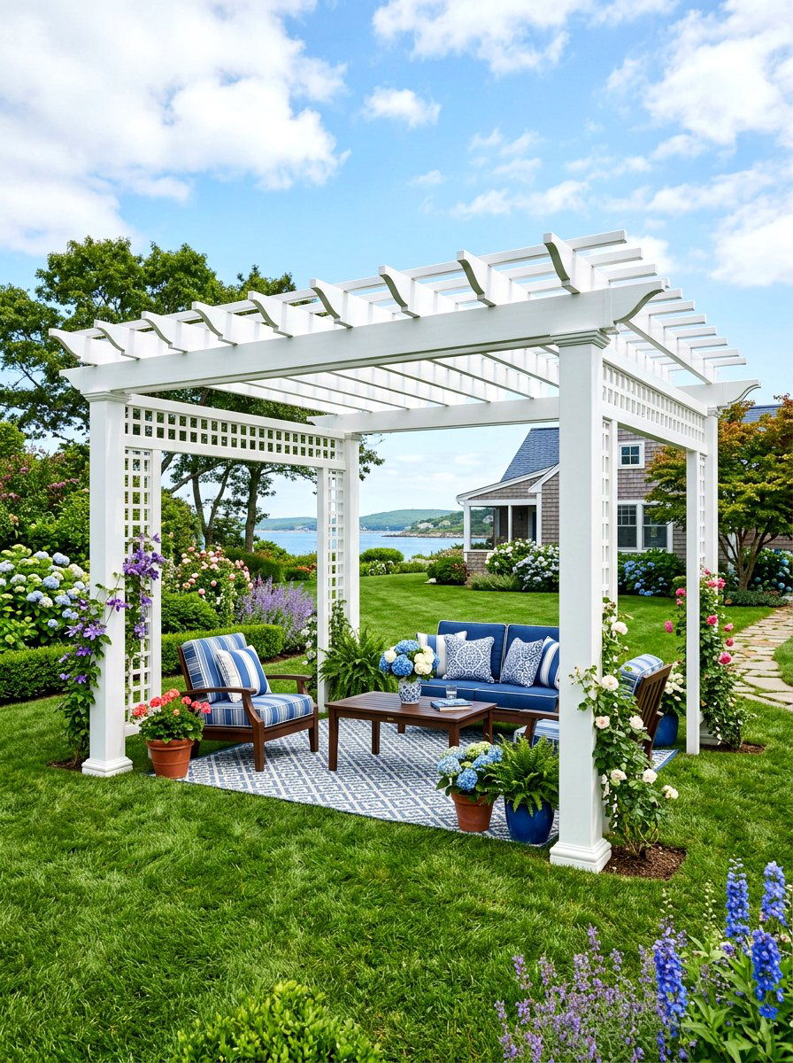 White Vinyl Pergola - 30 backyard pergola ideas