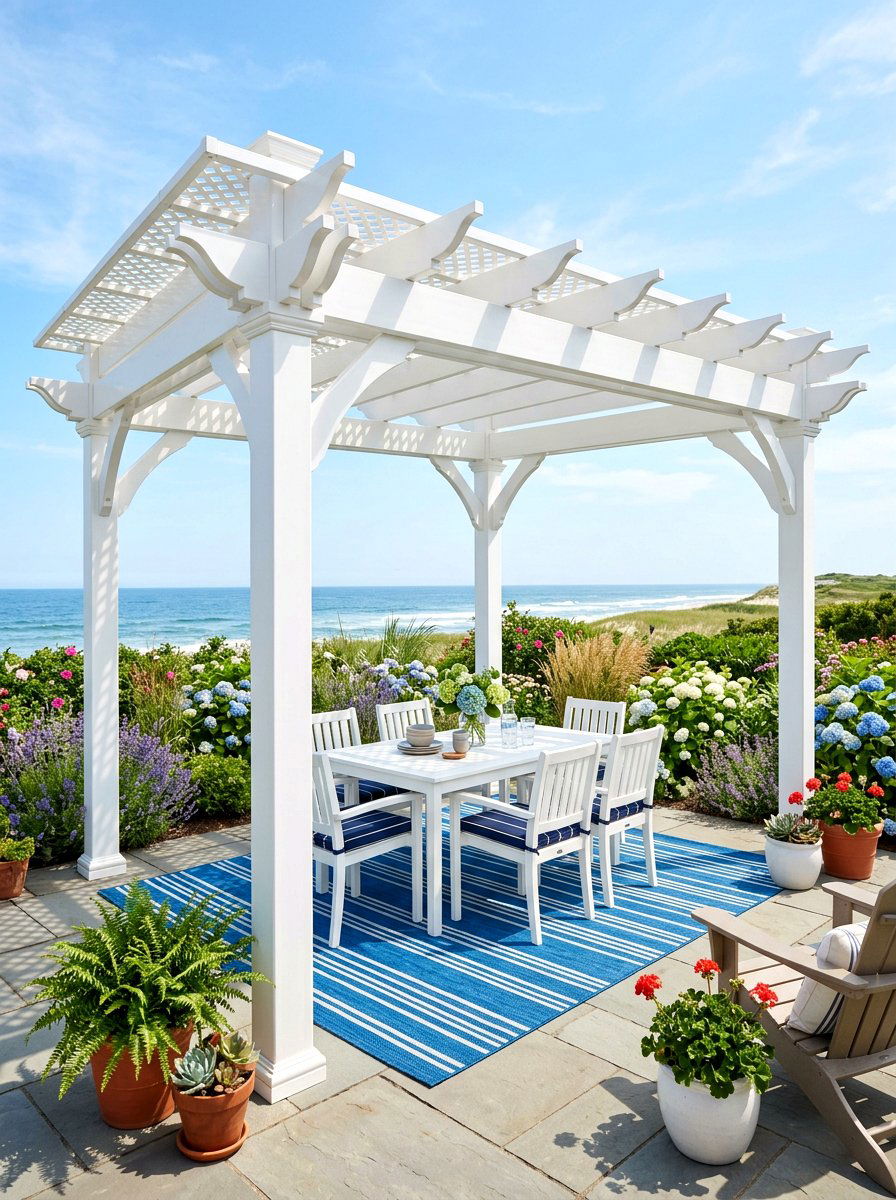 White Vinyl Pergola - 30 budget pergola ideas
