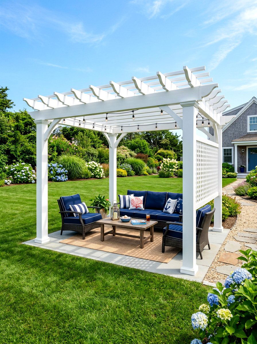 White Vinyl Pergola - 30 cozy pergola ideas