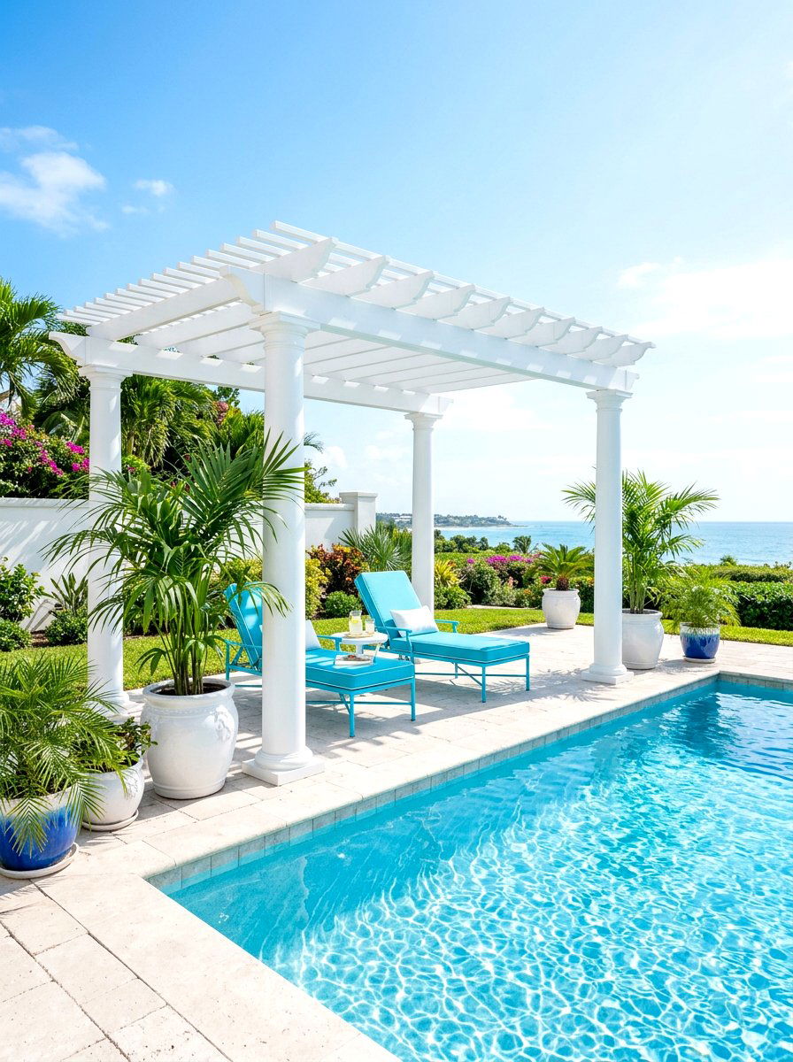 White Vinyl Pergola - 30 garden pergola ideas