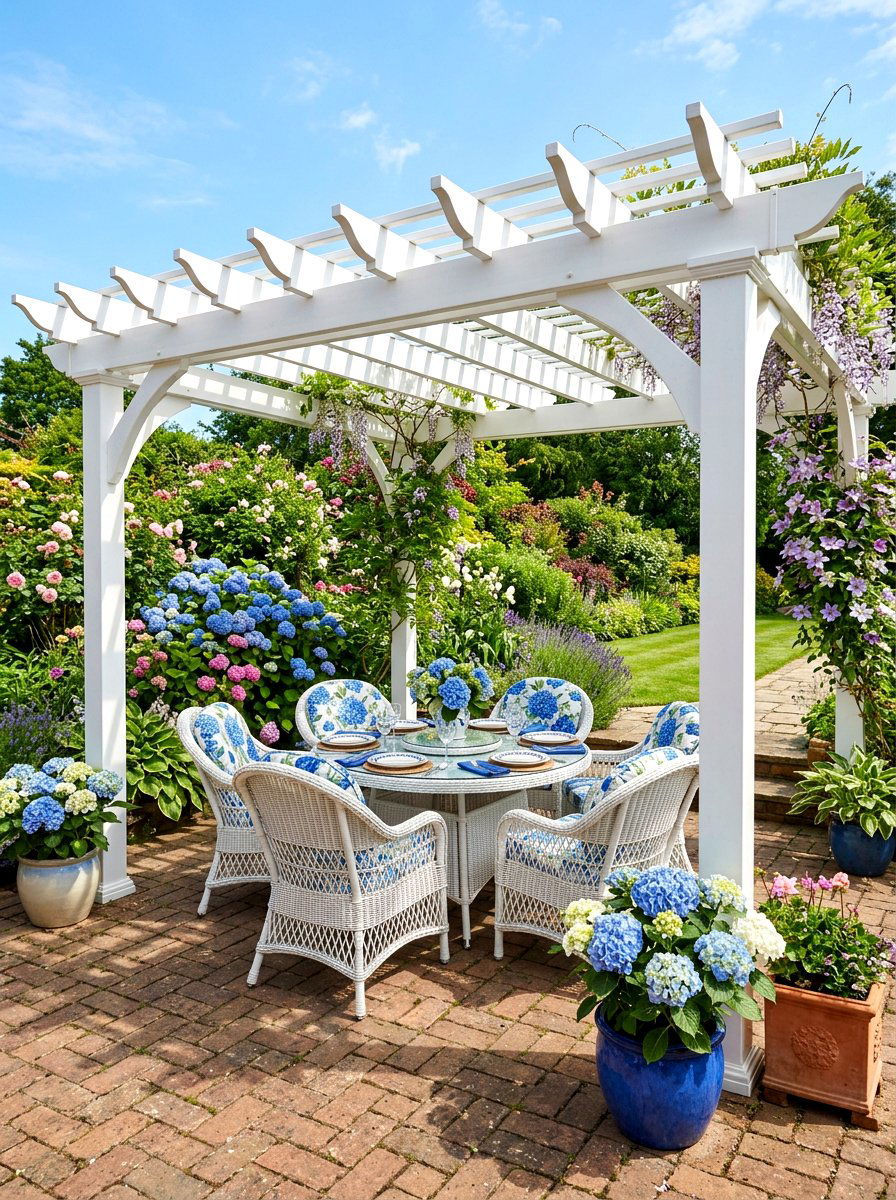 White Vinyl Pergola - 30 pergola dining backyard ideas