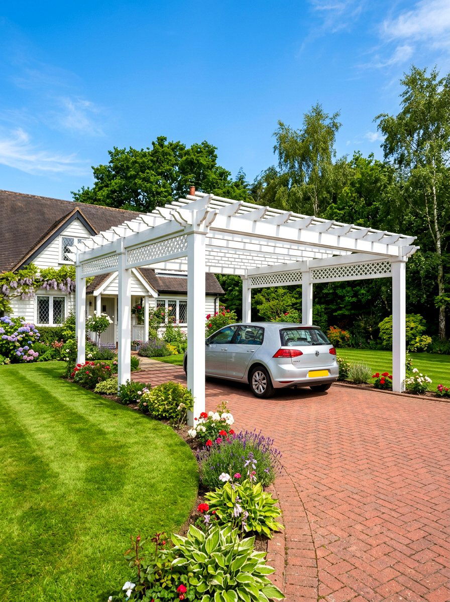 White Vinyl Pergola Carport - 30 pergola carport ideas