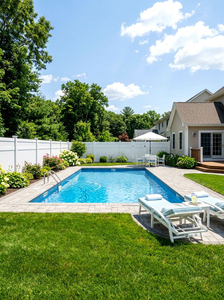 White Vinyl Pool Fence - 30 pool fence ideas