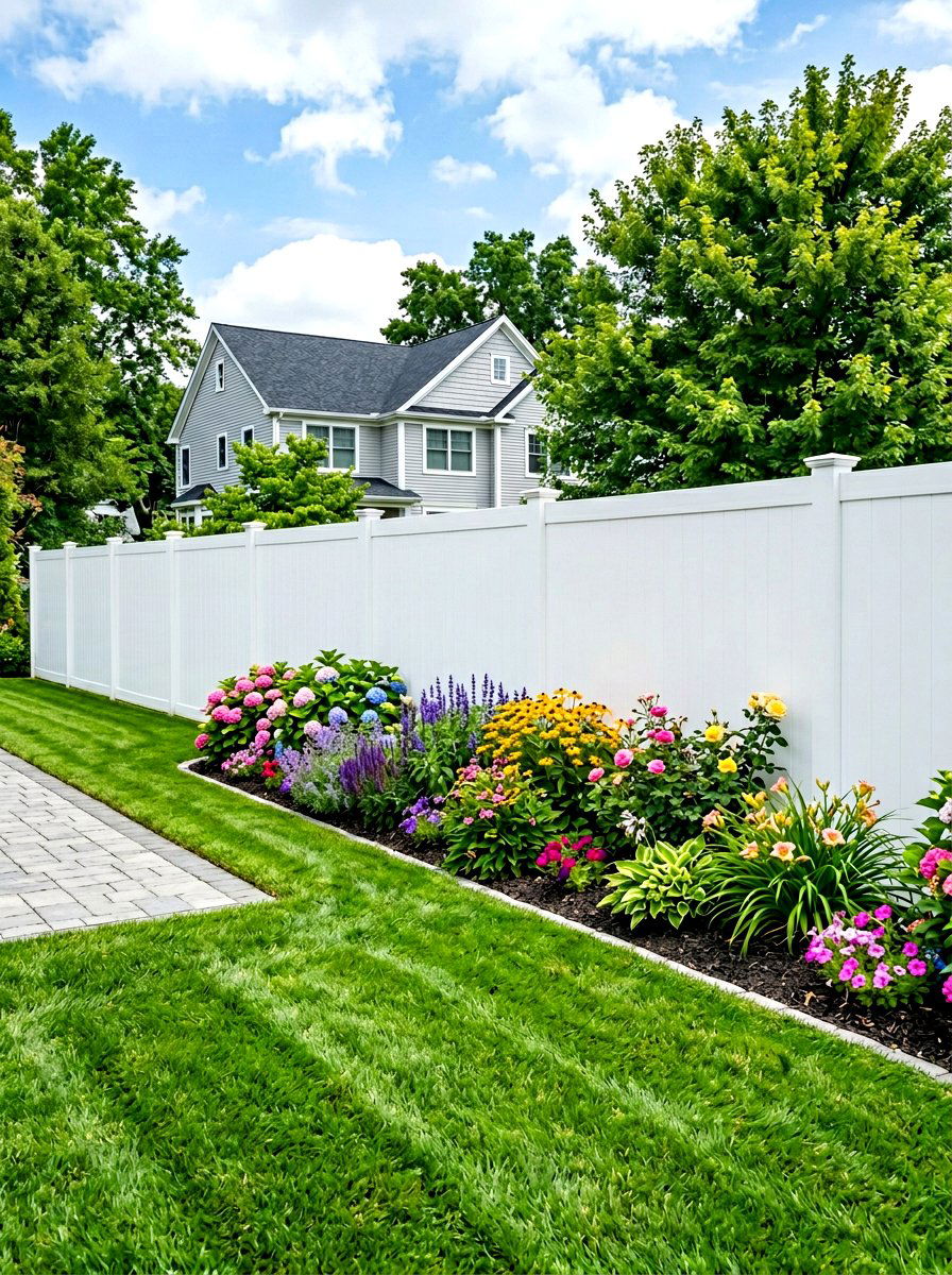 White Vinyl Privacy Fence - 30 fence ideas