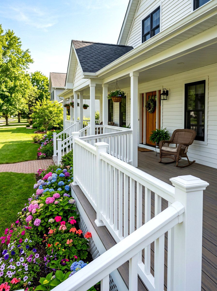 White Vinyl Railing - 30 deck railing ideas