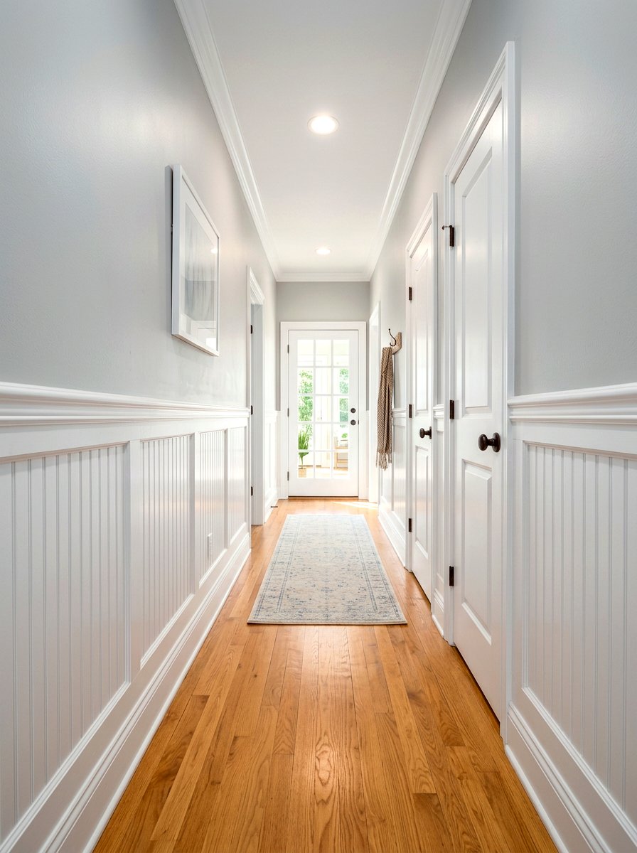 White Wainscoting - 30 narrow hall styling ideas