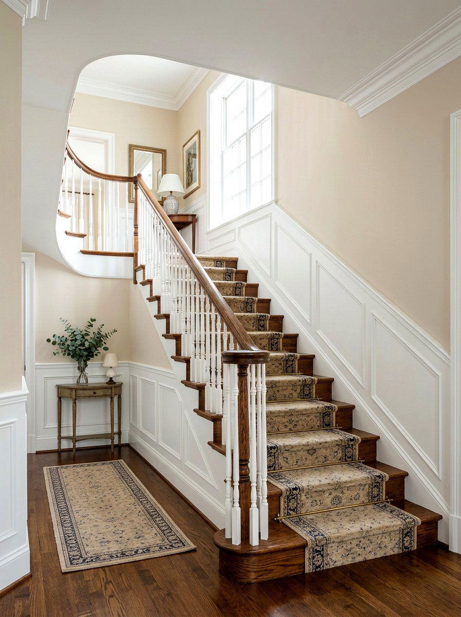 White Wainscoting - 30 staircase wall panel ideas