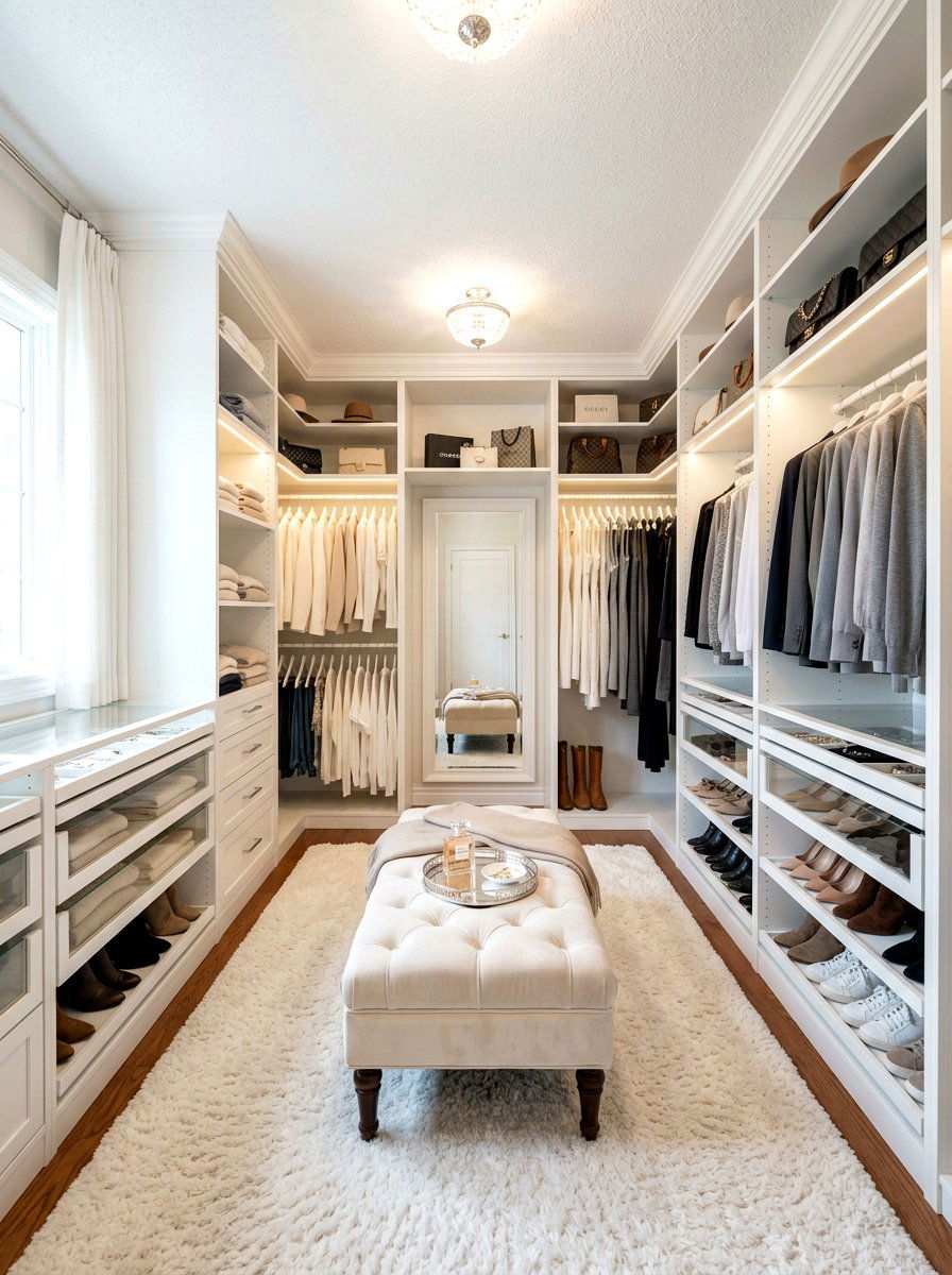 White Walk In Closet - 30 layered neutral decor ideas