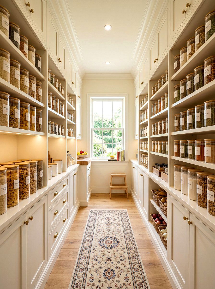 White Walk In Pantry - 30 Nancy Meyers pantry ideas