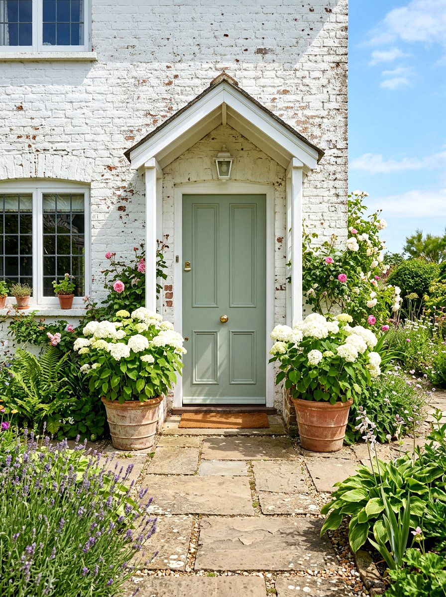 White Washed Brick Entrance - 30 brick stoop ideas