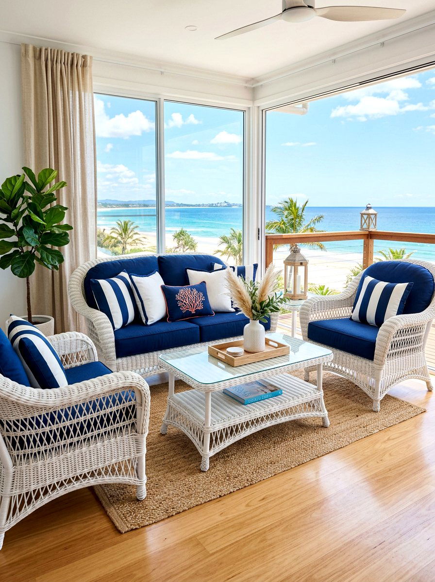 White Wicker Patio Furniture - 30 breezy coastal patio ideas