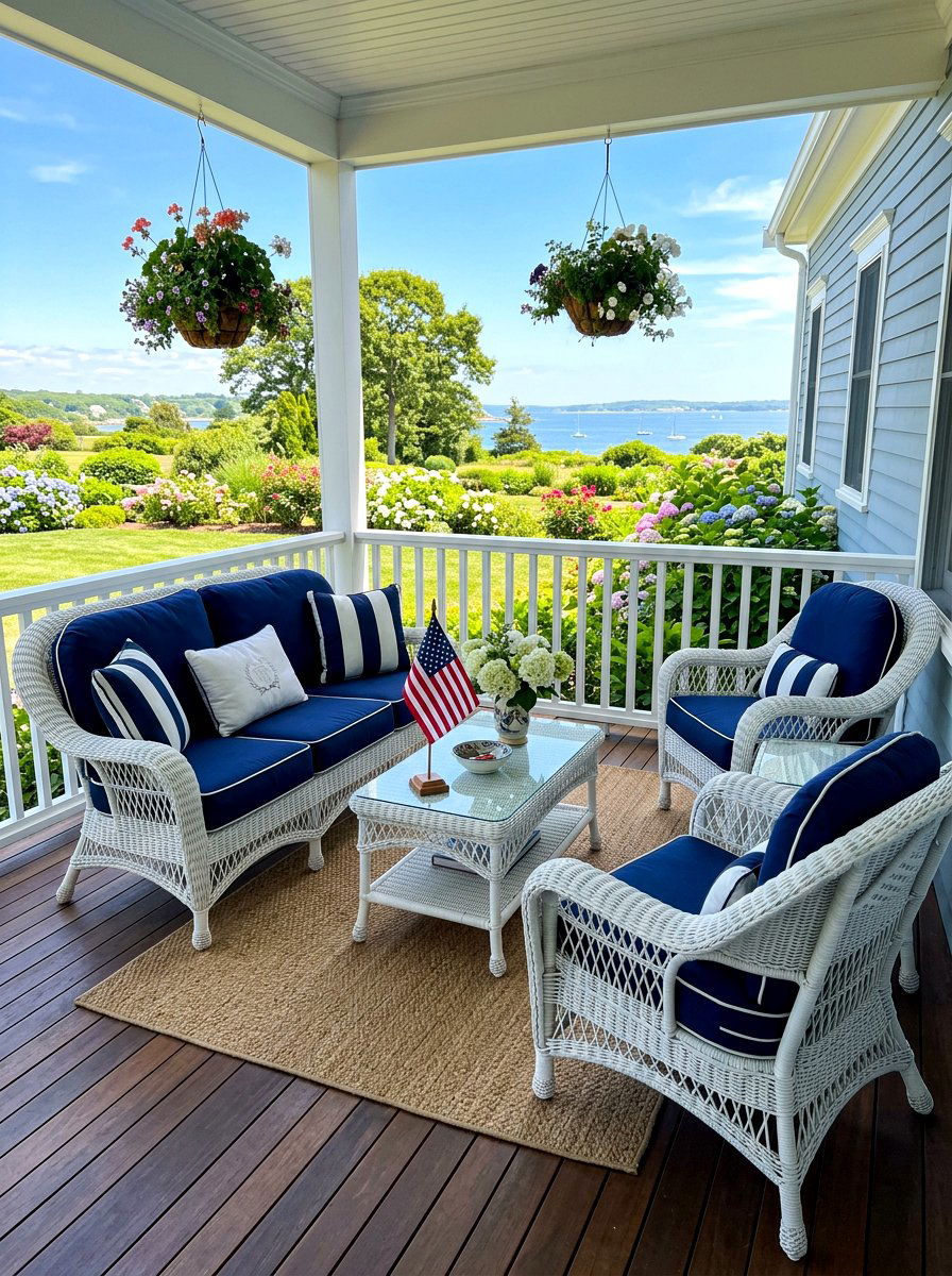 White Wicker Porch Furniture - 30 Fourth of July porch ideas