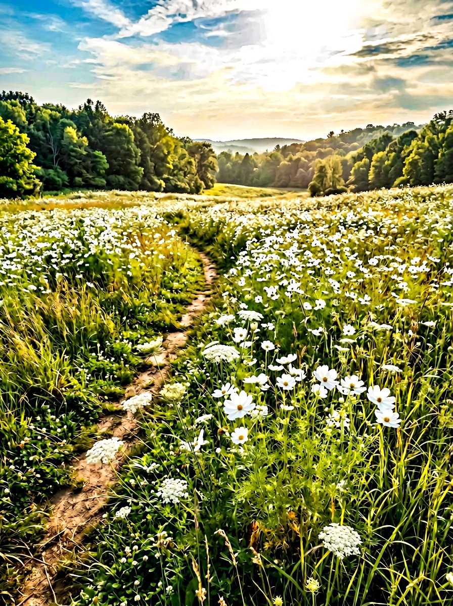 White Wildflower Meadow - 30 white flower garden ideas