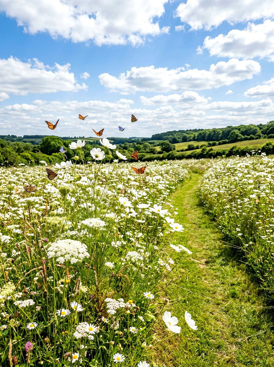 White Wildflower Meadow - 30 white bloom garden ideas