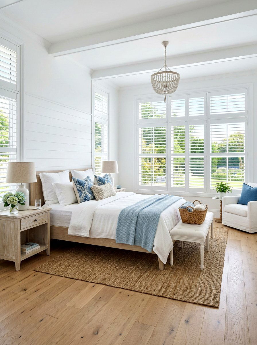 White Window Shutters - 30 Hamptons bedroom ideas