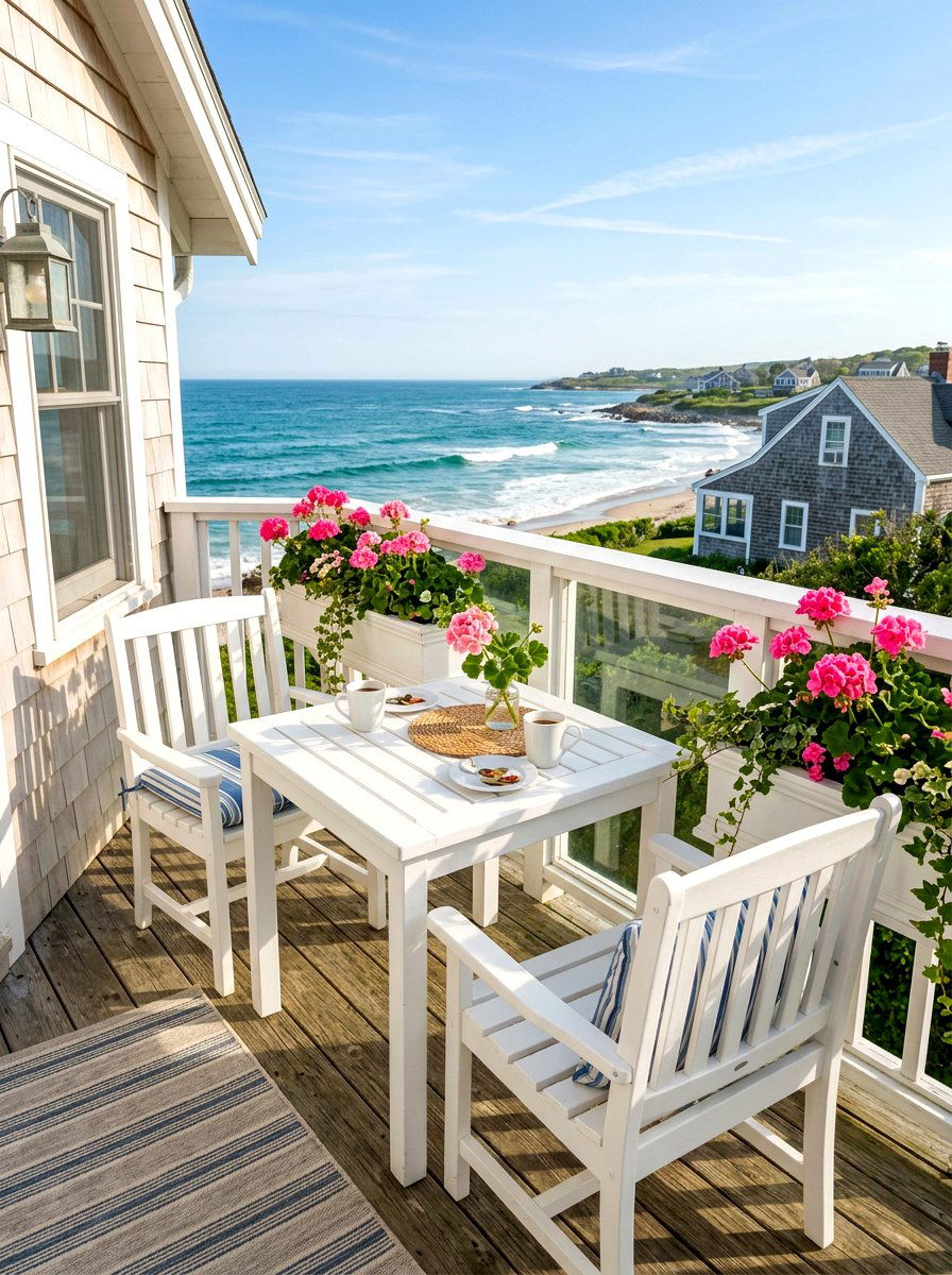 White Wood Balcony Table - 30 balcony breakfast table ideas