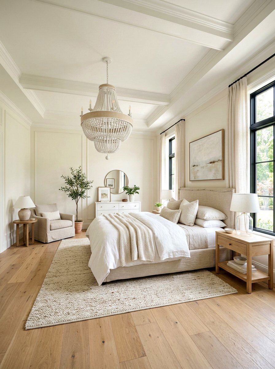 White Wood Beaded Chandelier - 30 beaded chandelier ideas