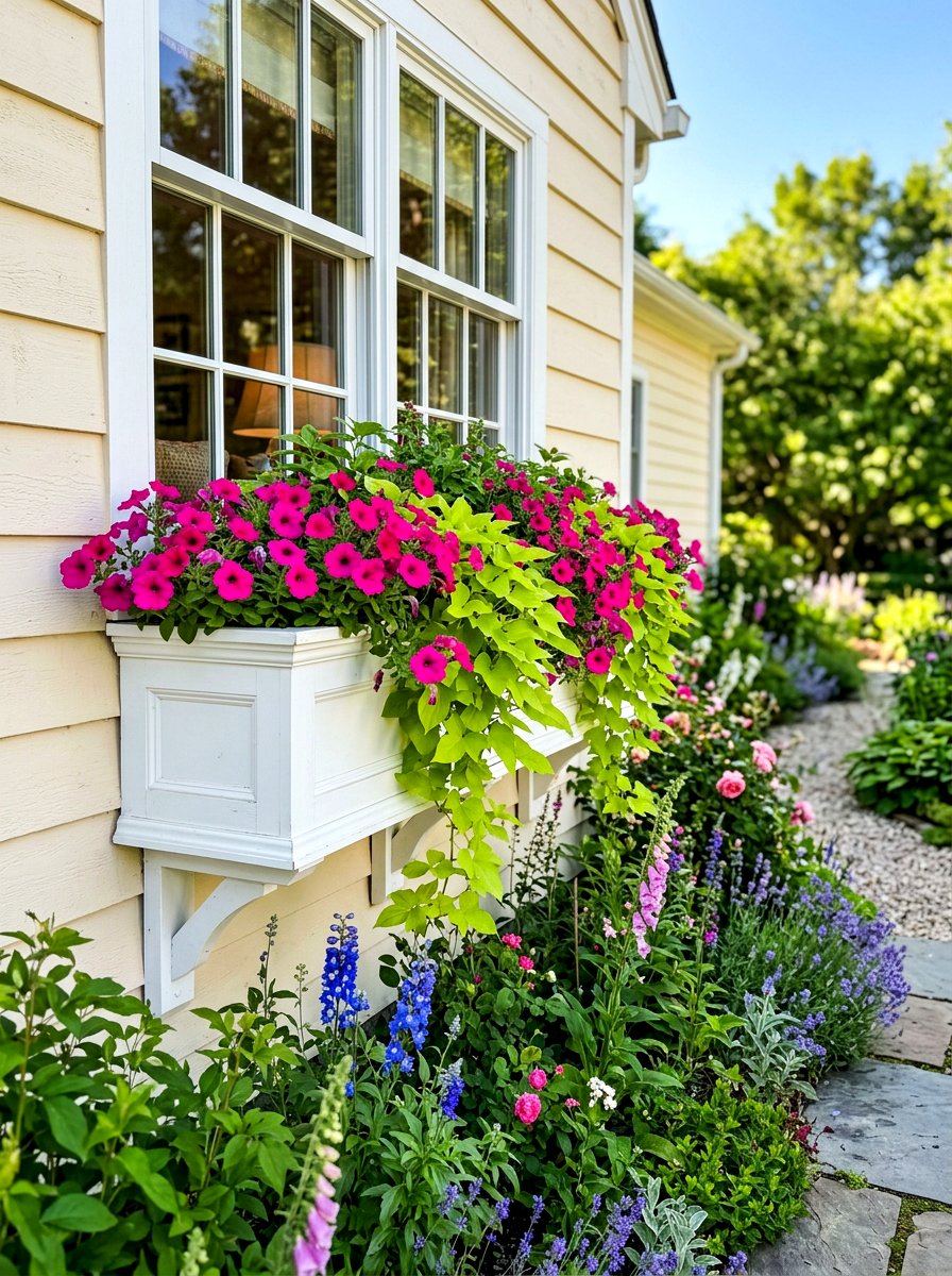 White Wood Window Box - 30 cottage window box ideas