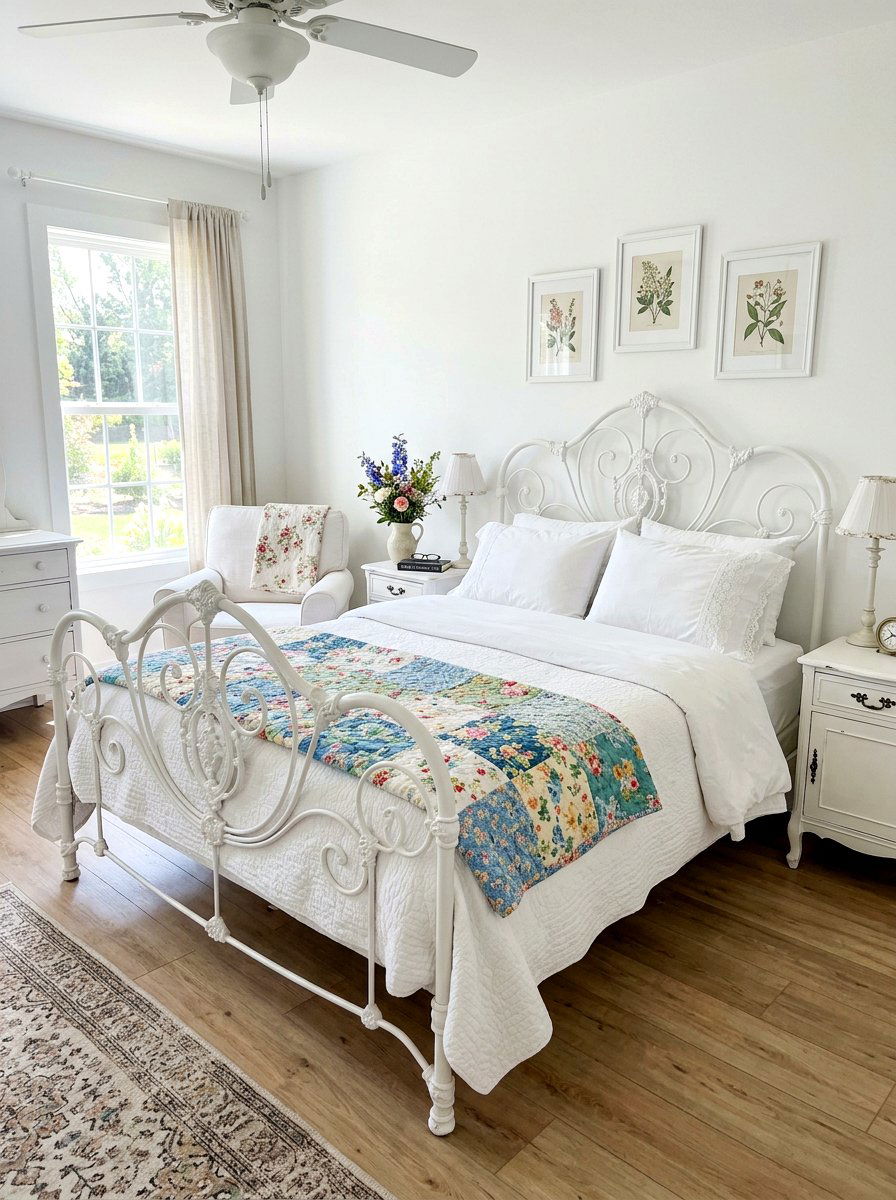 White Wrought Iron Bedroom - 30 cottage vintage bedroom ideas