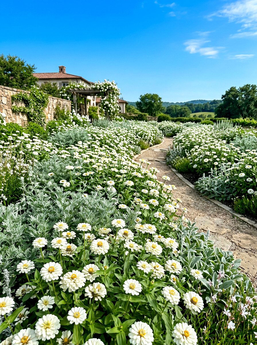 White Zinnia Garden - 30 zinnia garden ideas