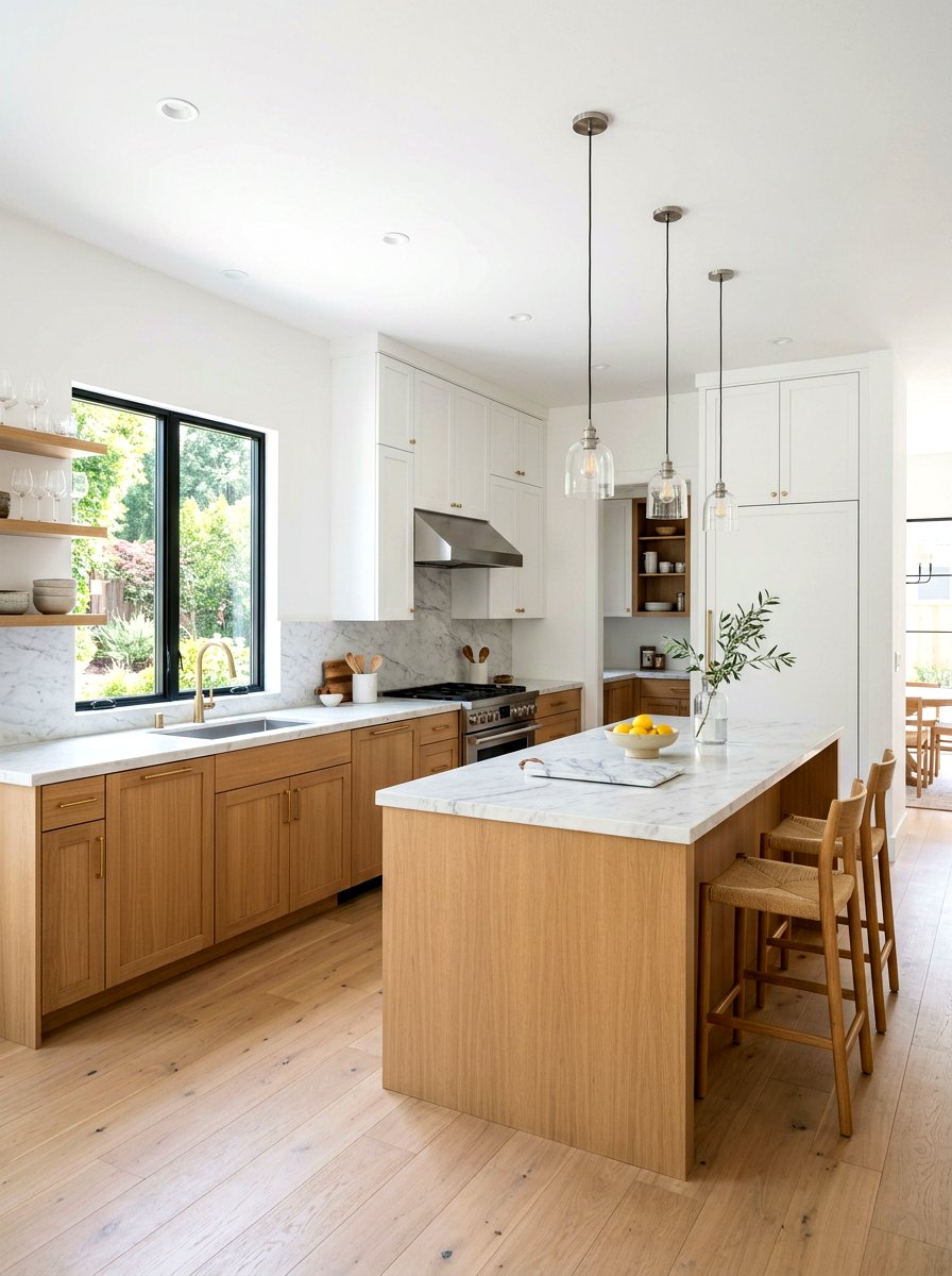 White and blonde wood kitchen - 30 blonde wood kitchen ideas