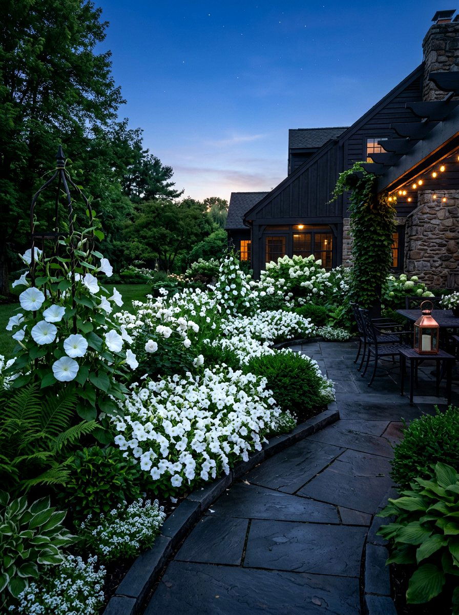 White annual flower beds - 30 annual flower bed ideas
